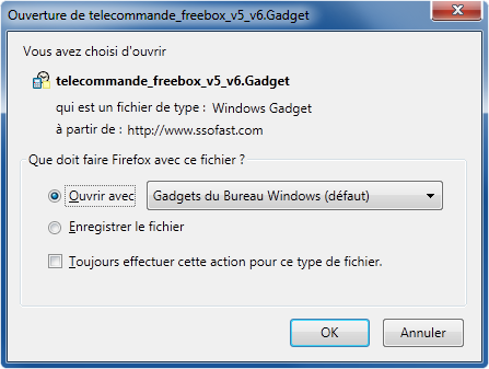 Fen�tre T�l�chargement T�l�commande Virtuelle Freebox V5 Gadget Firefox